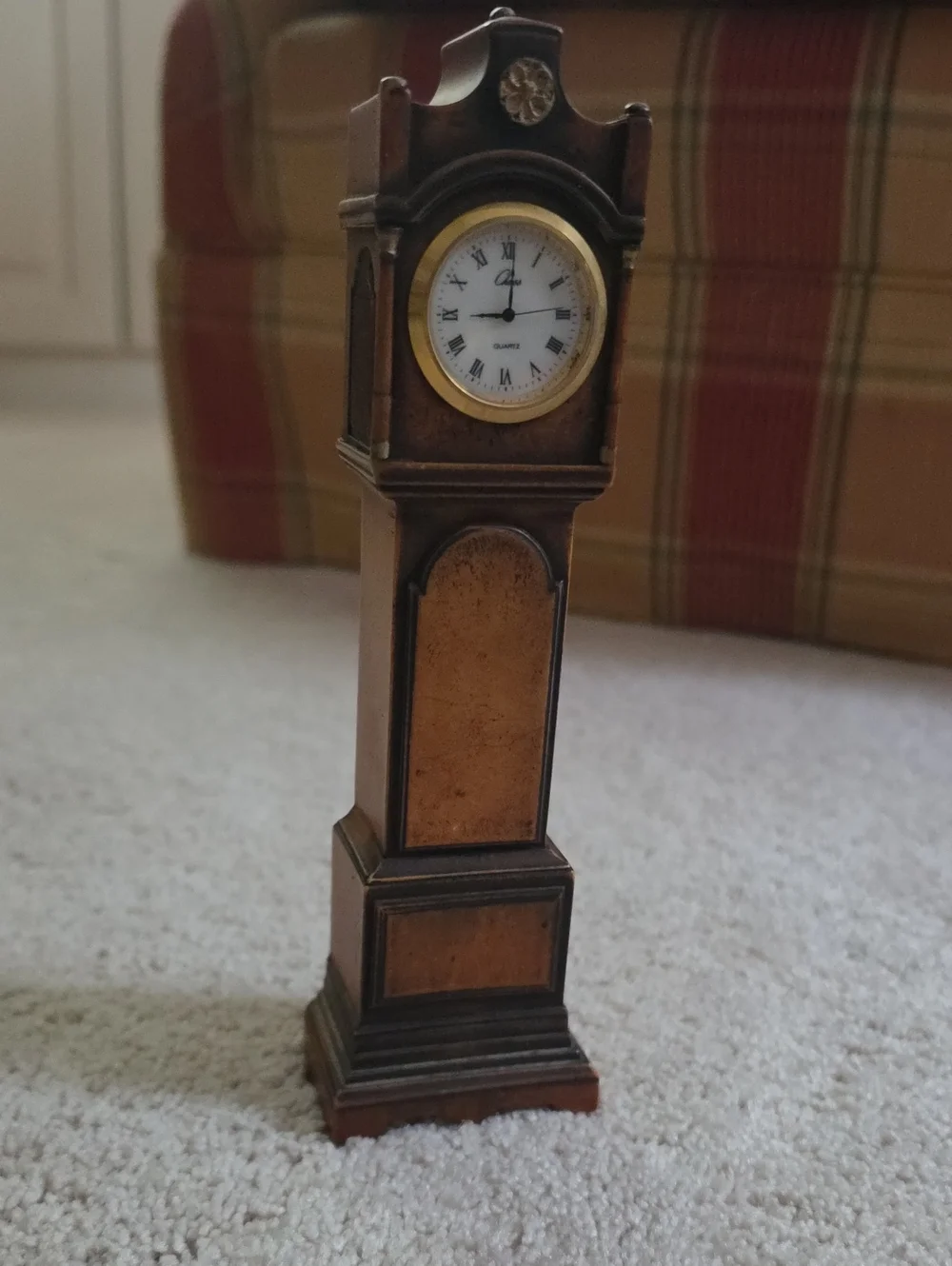 Antique-Style Brown Wooden Grandfather Clock Table Decor